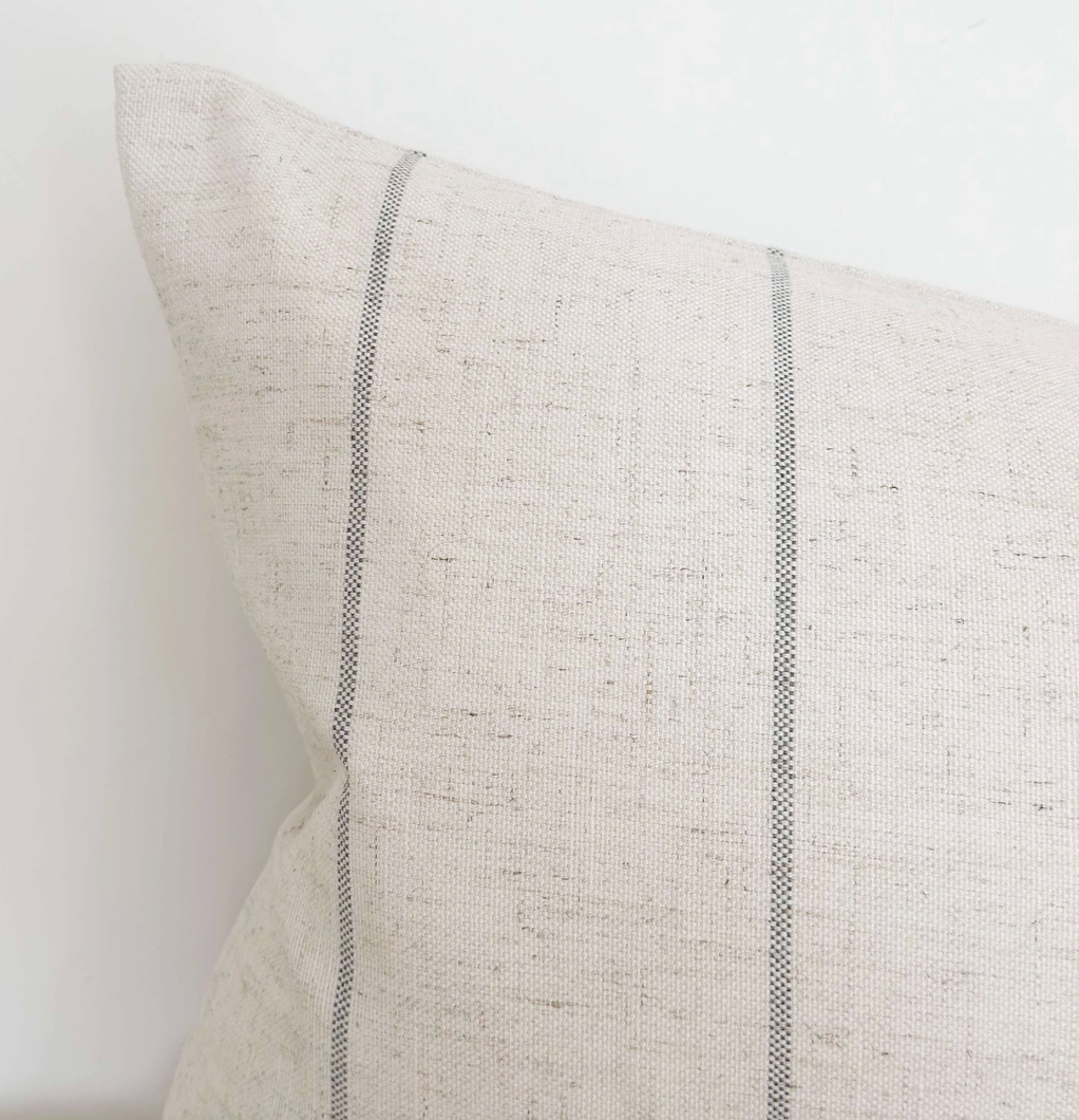 Ellenvale - Linen Blend Cushion Cover - Grey & Stone Stripe