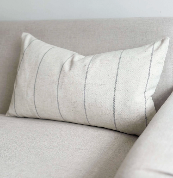 Ellenvale - Linen Blend Cushion Cover - Grey & Stone Stripe