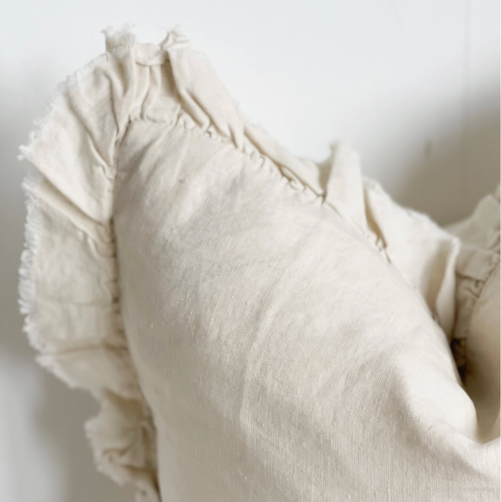 Ellenvale - Ruffled Linen Cushion Cover - Cream
