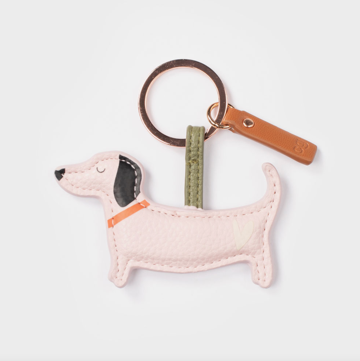 Caroline Gardner - Vegan Leather Sausage Dog Keyring - Pale Pink