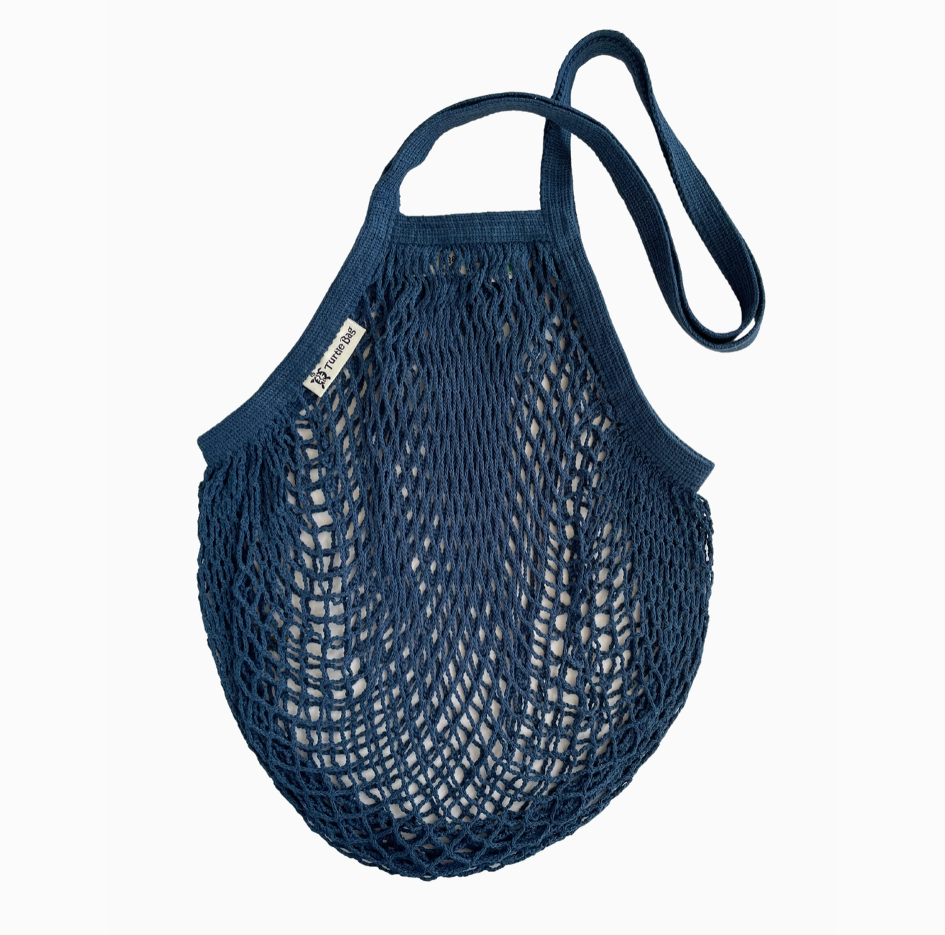 Organic Long Handled String Shopping Bag - Navy Blue