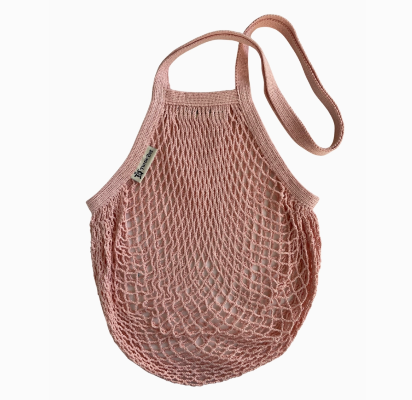 Organic Long Handled String Shopping Bag - Light Pink