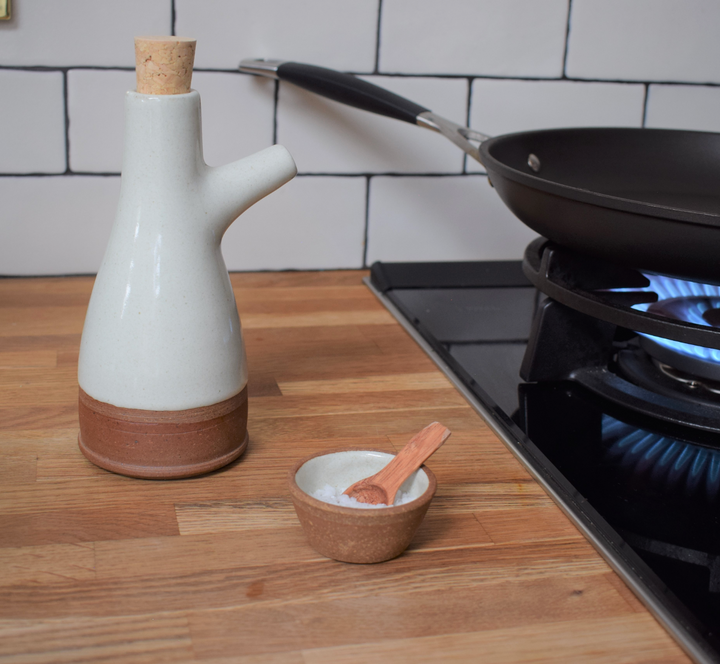 Stoneware Oil Bottle - Milk White