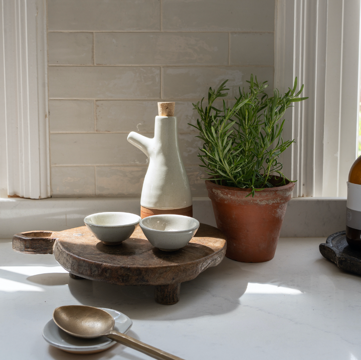 Stoneware Oil Bottle - Milk White