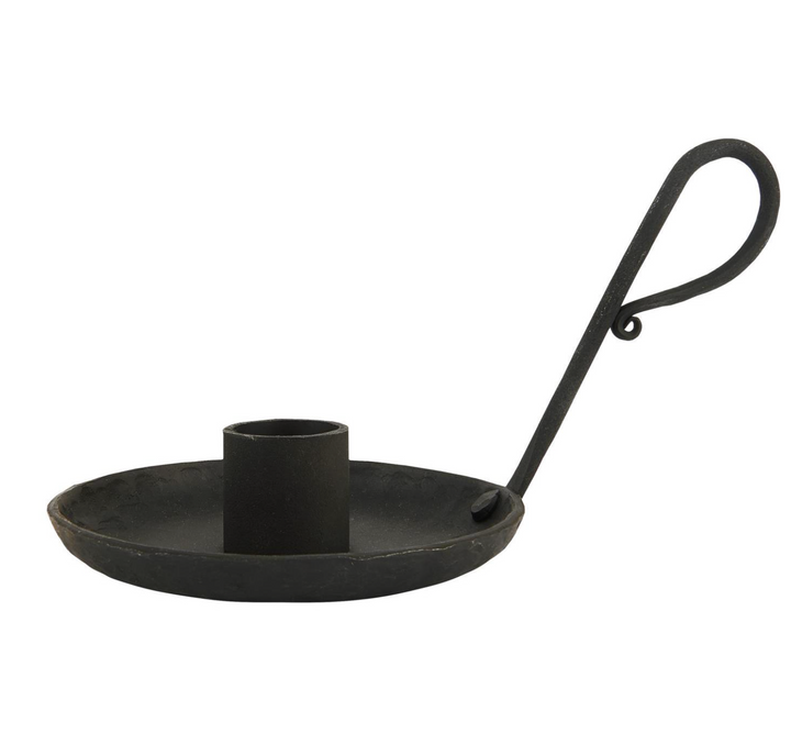 Black Iron Candlestick Holder With Long Handle