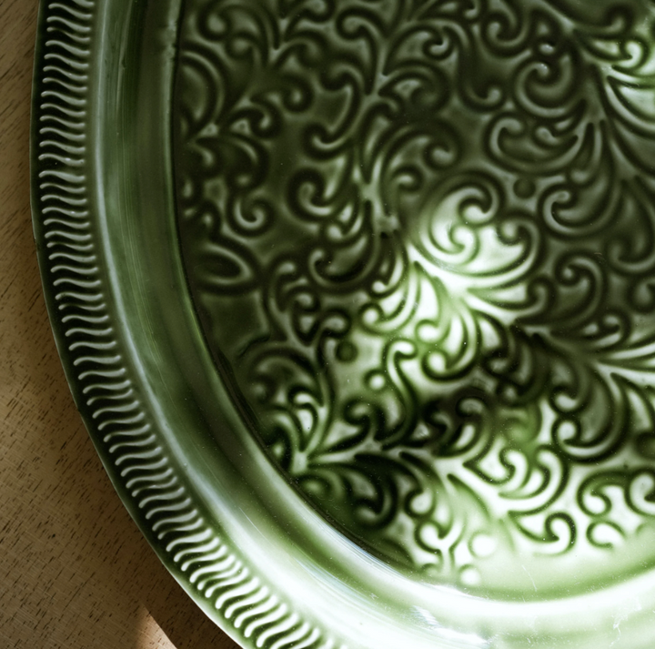 Oval Enamel Platter - Forest