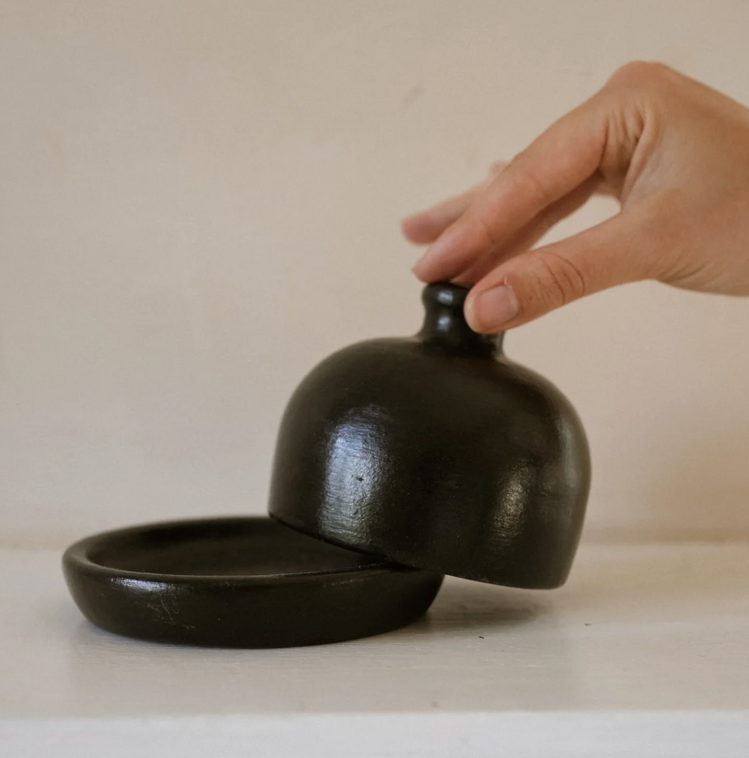 Black Terracotta Dish & Cloche