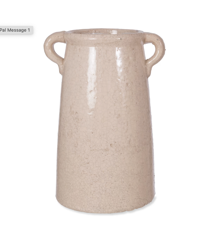 Ravello Crackle Glaze Vase With Handles - White