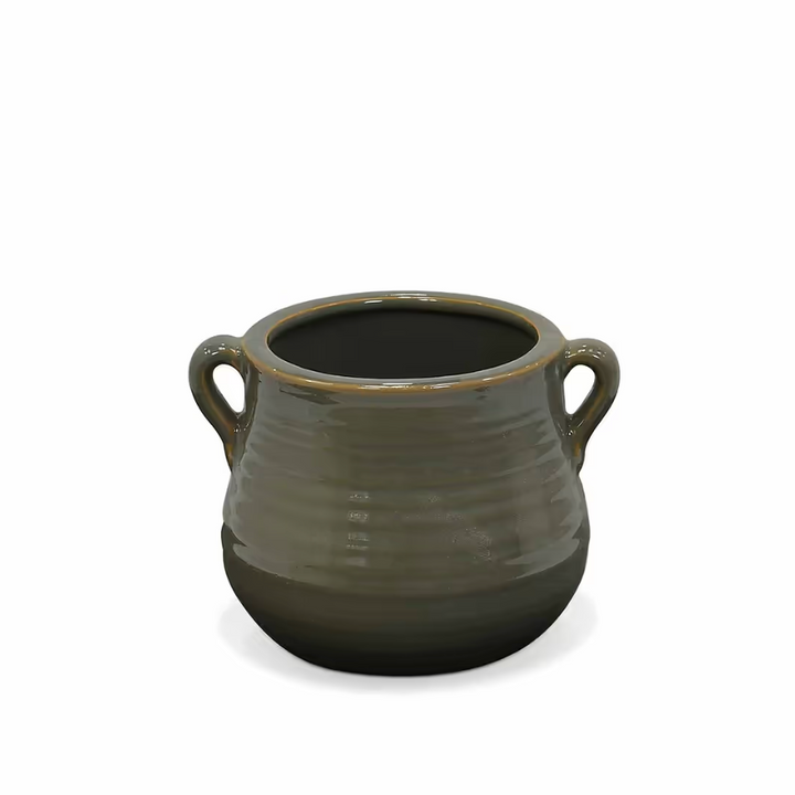 Mills Indoor Plant Pot With Handles - Rosemary Green