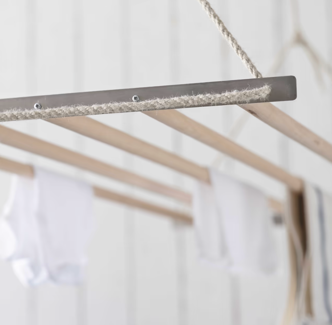 Laundry Room Ceiling Dryer - Natural Wood