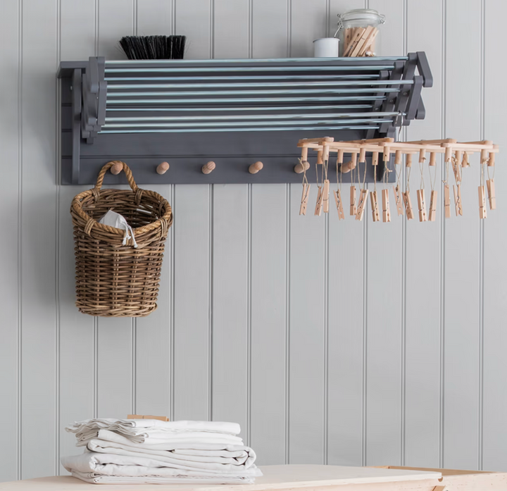 Extending Clothes Dryer & Shelf - Charcoal Grey