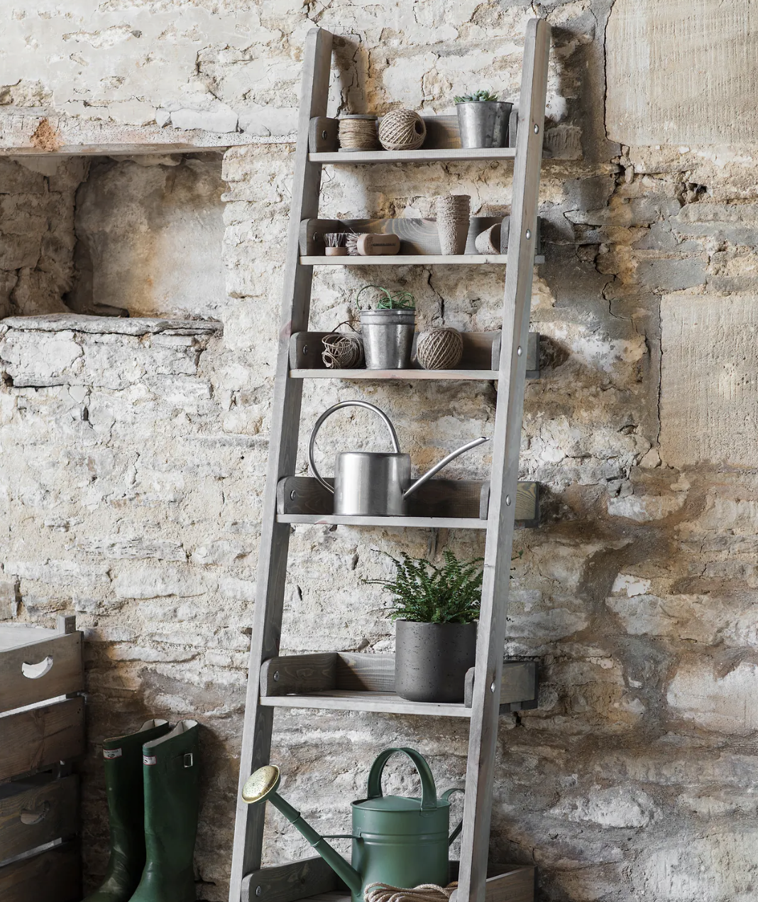 Wooden Shelf Ladder - Indoor/Outdoor