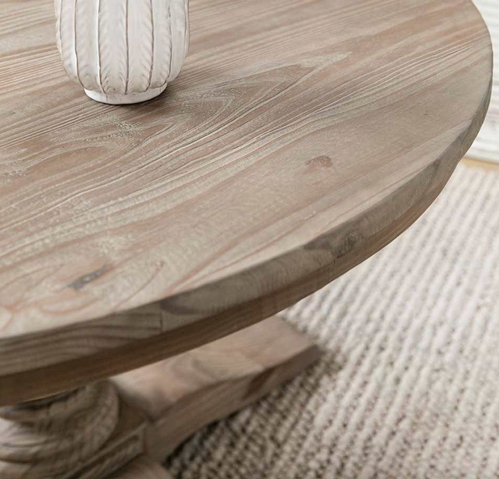 Natural Reclaimed Pine Round Dining Table – Farmhouse