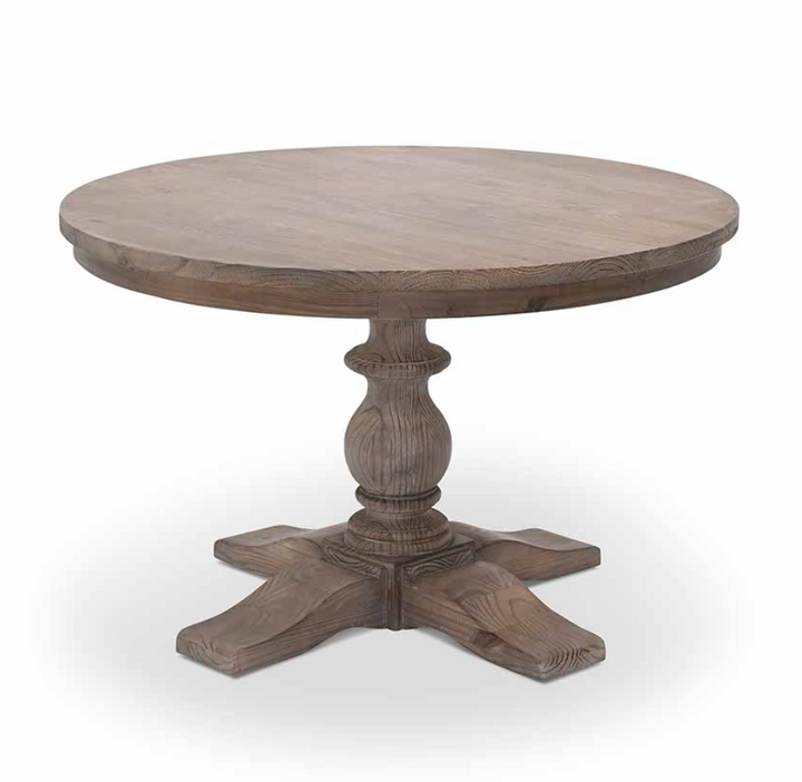 Natural Reclaimed Pine Round Dining Table – Farmhouse