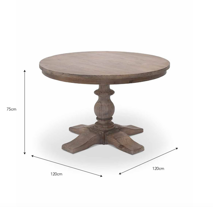 Natural Reclaimed Pine Round Dining Table – Farmhouse