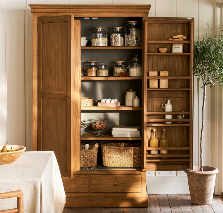 Natural Wood Freestanding Farmhouse Pantry