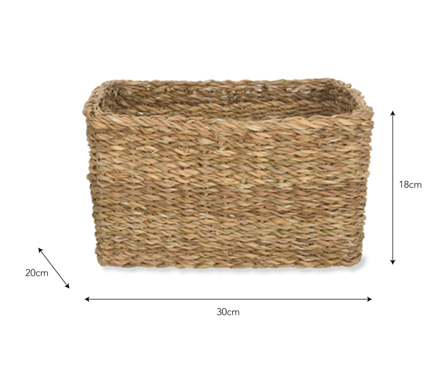 Natural Brading Rectangular Baskets - Set Of 2