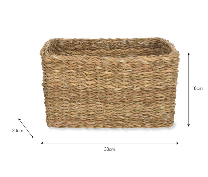 Natural Brading Rectangular Baskets - Set Of 2
