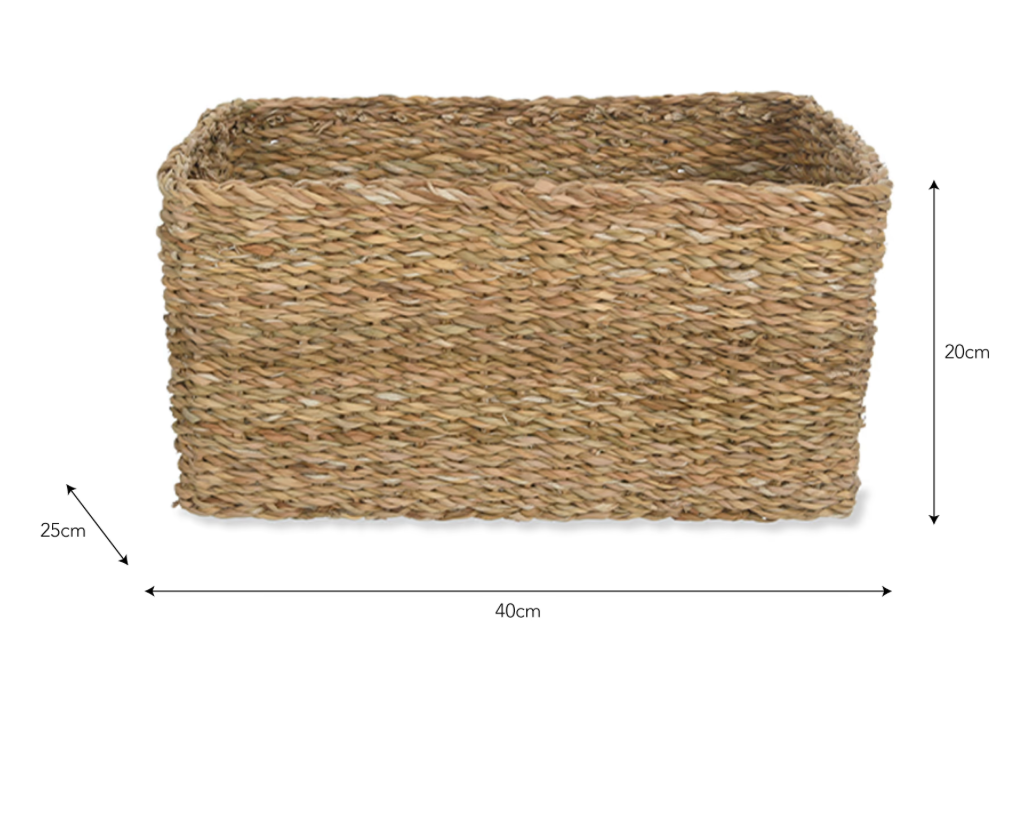 Natural Brading Rectangular Baskets - Set Of 2