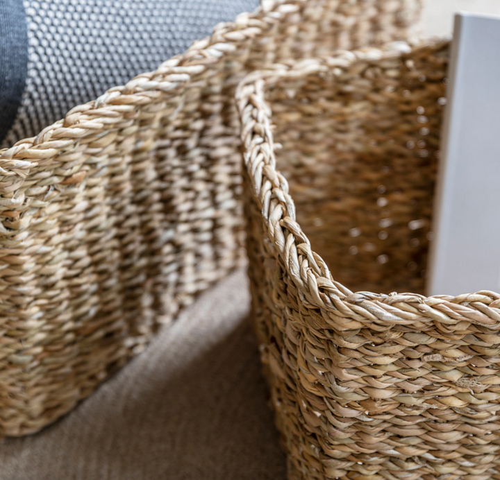 Natural Brading Rectangular Baskets - Set Of 2