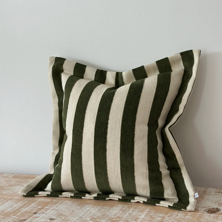 Ellenvale - Olive Green Stripe Cushion Cover