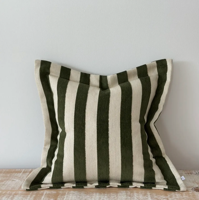 Ellenvale - Olive Green Stripe Cushion Cover