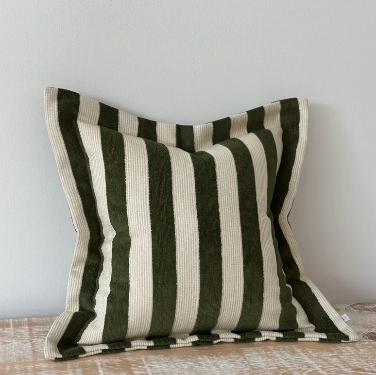 Ellenvale - Olive Green Stripe Cushion Cover