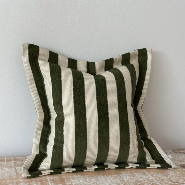 Ellenvale - Olive Green Stripe Cushion Cover