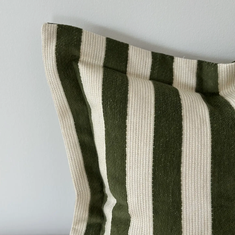 Ellenvale - Olive Green Stripe Cushion Cover