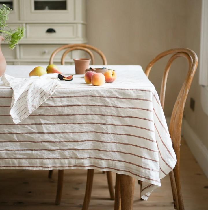 The Provence Stripe Tablecloth - Fine Ginger Stripe