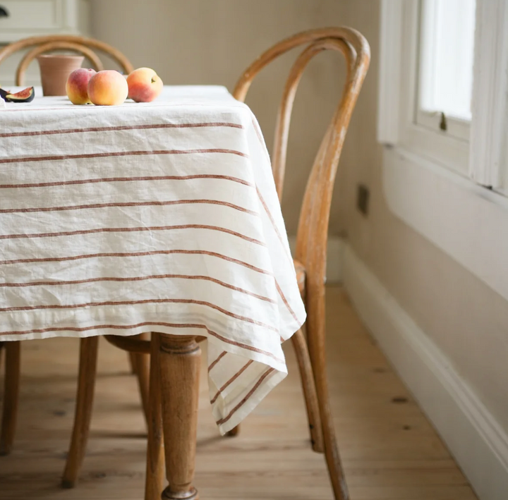 The Provence Stripe Tablecloth - Fine Ginger Stripe