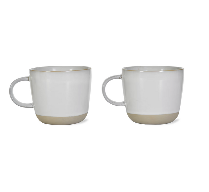Set Of 2 Mugs - White & Natural