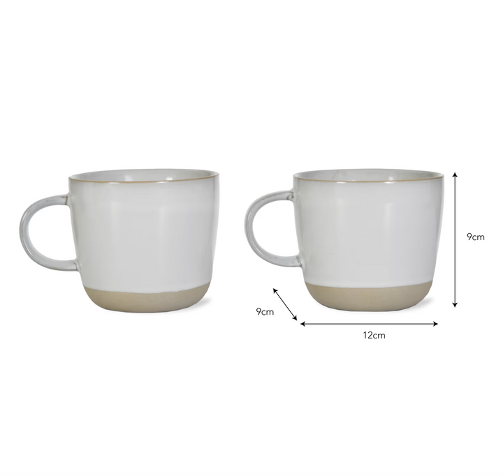 Set Of 2 Mugs - White & Natural