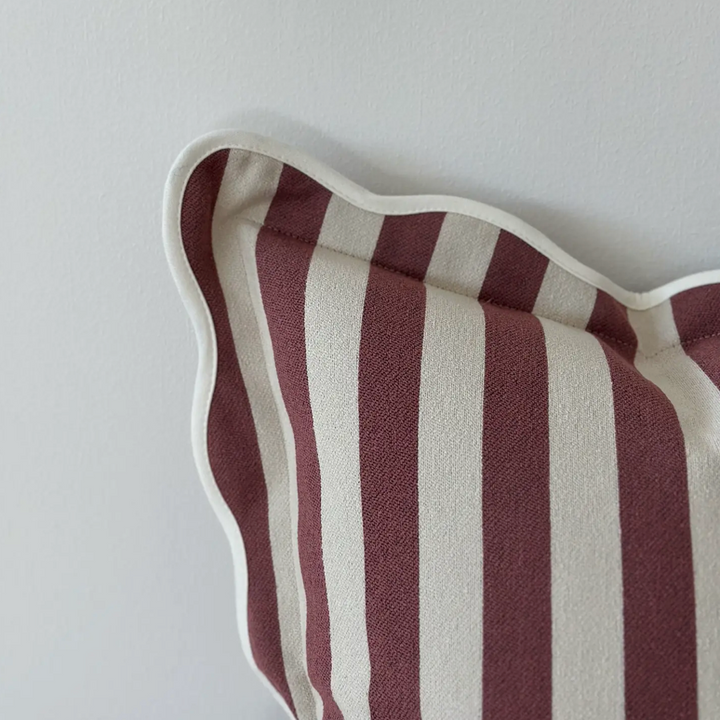 Ellenvale - Plum Scalloped Edge Stripe Cushion Cover