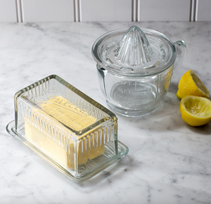 Retro Glass Butter Dish
