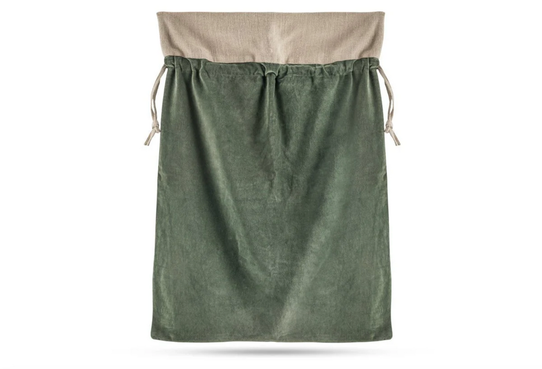 Nkuku - Karru Cotton Velvet Christmas Sack - Forest Green