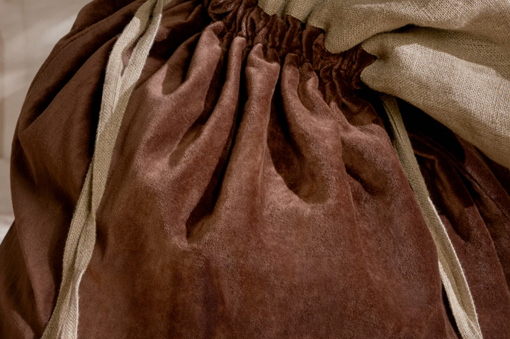 Nkuku - Karru Cotton Velvet Christmas Sack - Rich Mocha