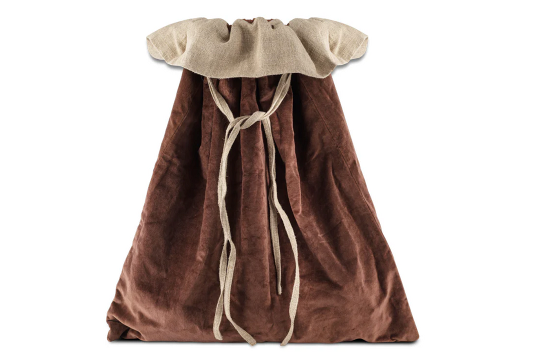 Nkuku - Karru Cotton Velvet Christmas Sack - Rich Mocha