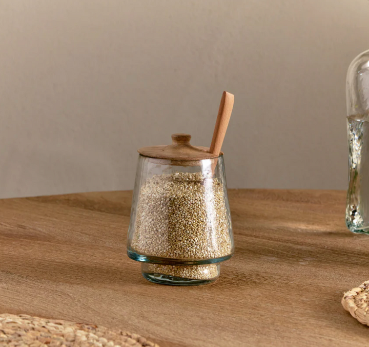 Nkuku - Kali Tall Storage Jar - Natural & Clear