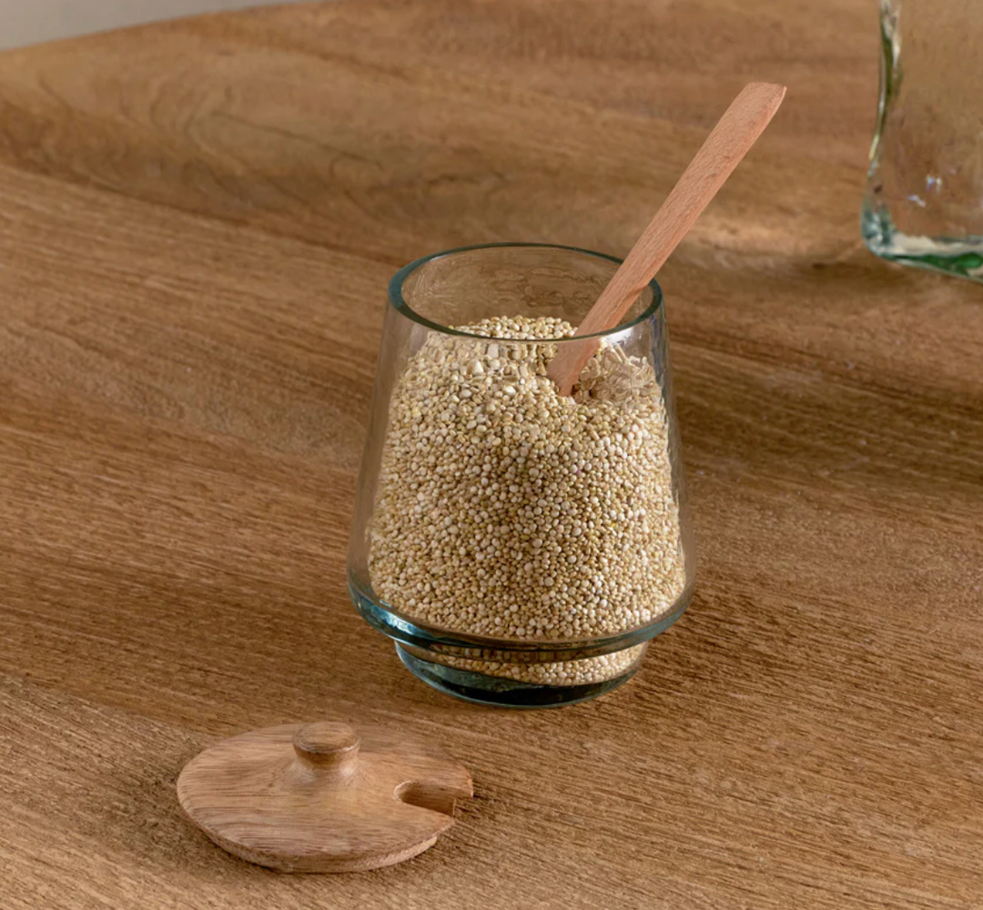 Nkuku - Kali Tall Storage Jar - Natural & Clear