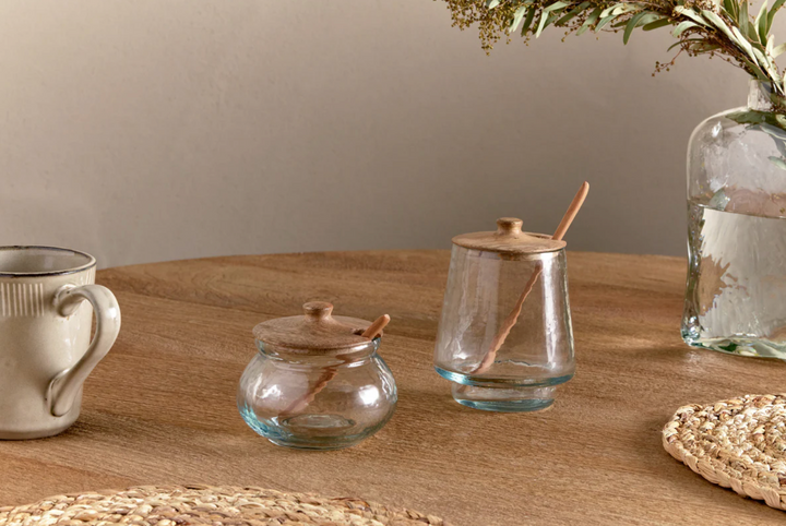 Nkuku - Kali Tall Storage Jar - Natural & Clear