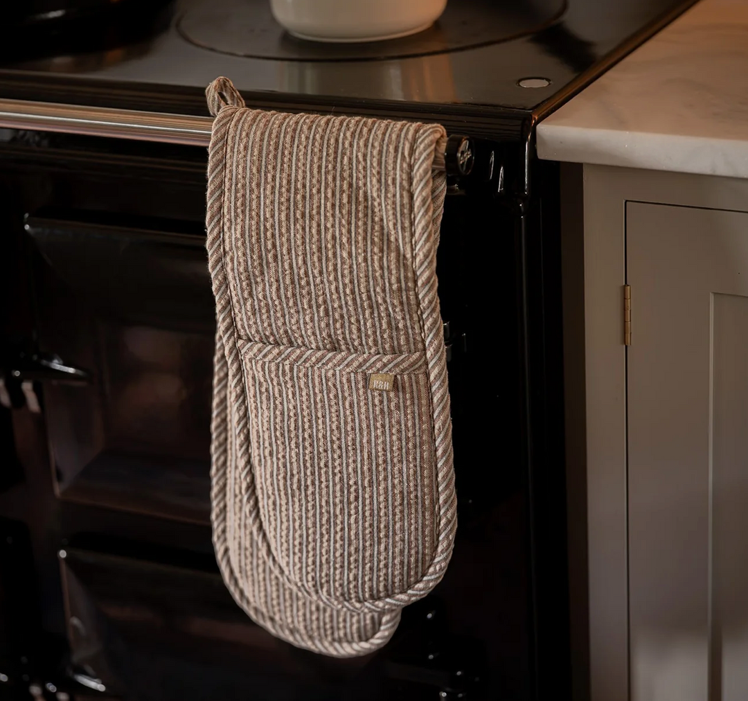 Stripe Double Oven Glove - Terracotta