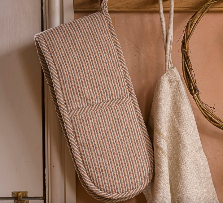 Stripe Double Oven Glove - Terracotta