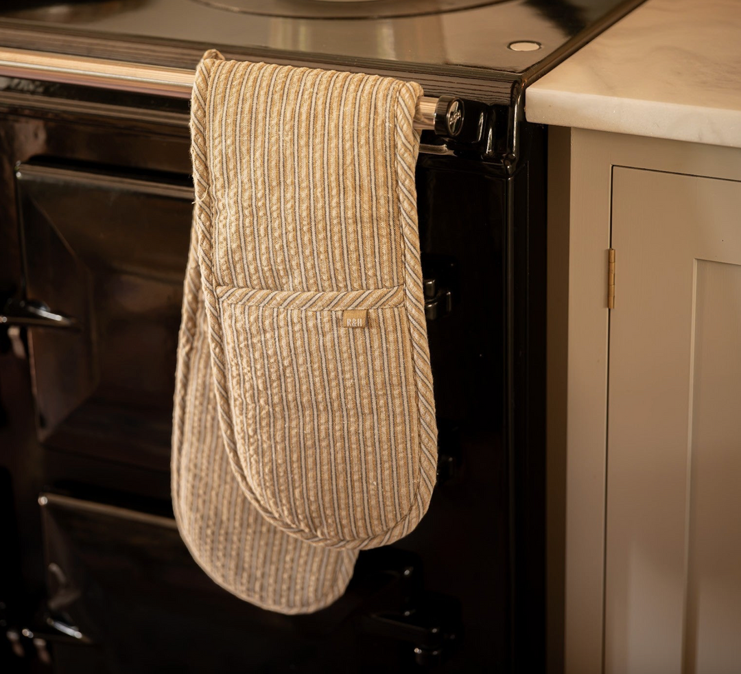 Stripe Double Oven Glove - Mustard