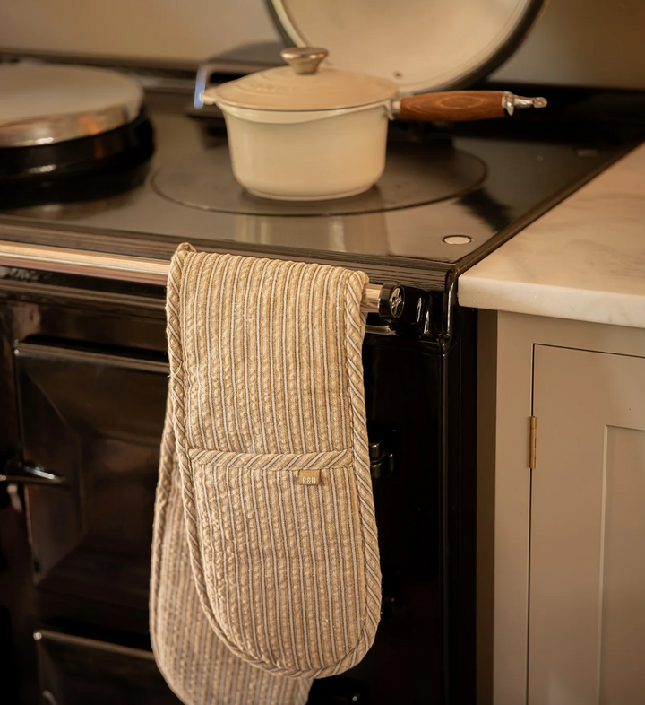 Stripe Double Oven Glove - Mustard