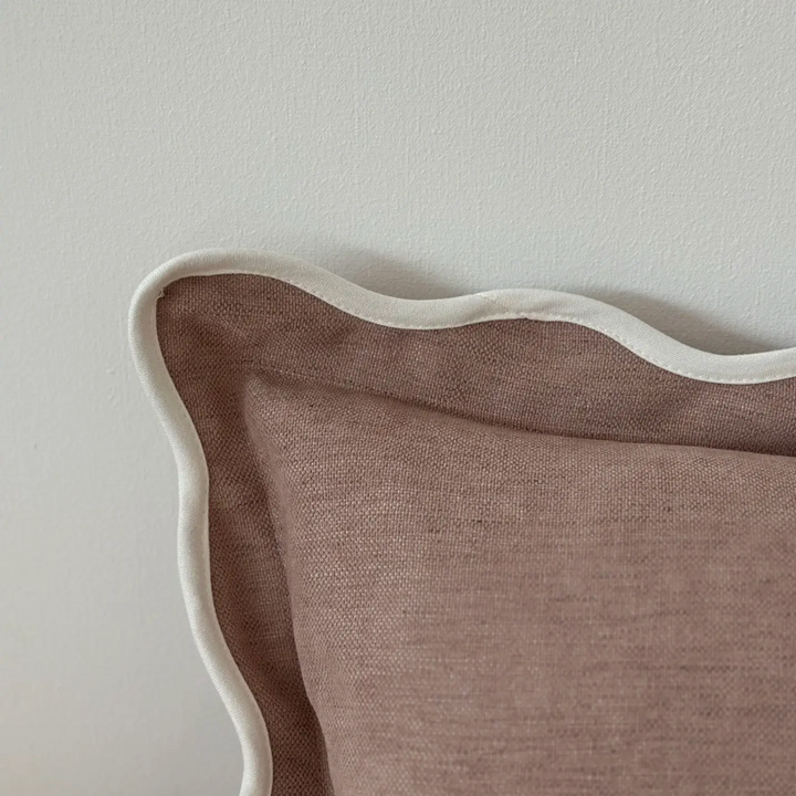 Ellenvale - Taupe Scalloped Edge Bolster Cushion Cover