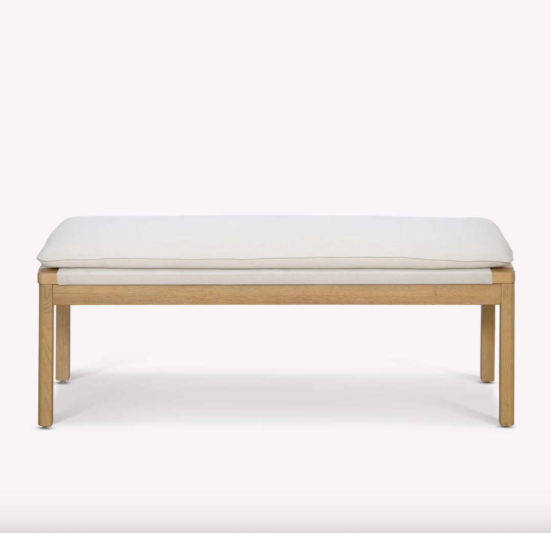 Wooden Bench With Fixed Natural Cushion