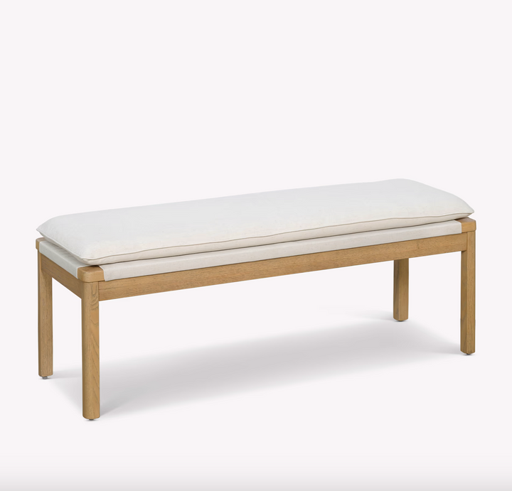 Wooden Bench With Fixed Natural Cushion