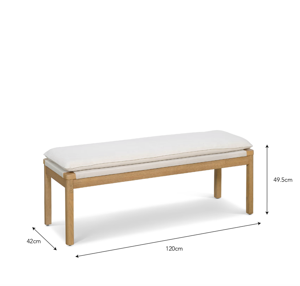 Wooden Bench With Fixed Natural Cushion