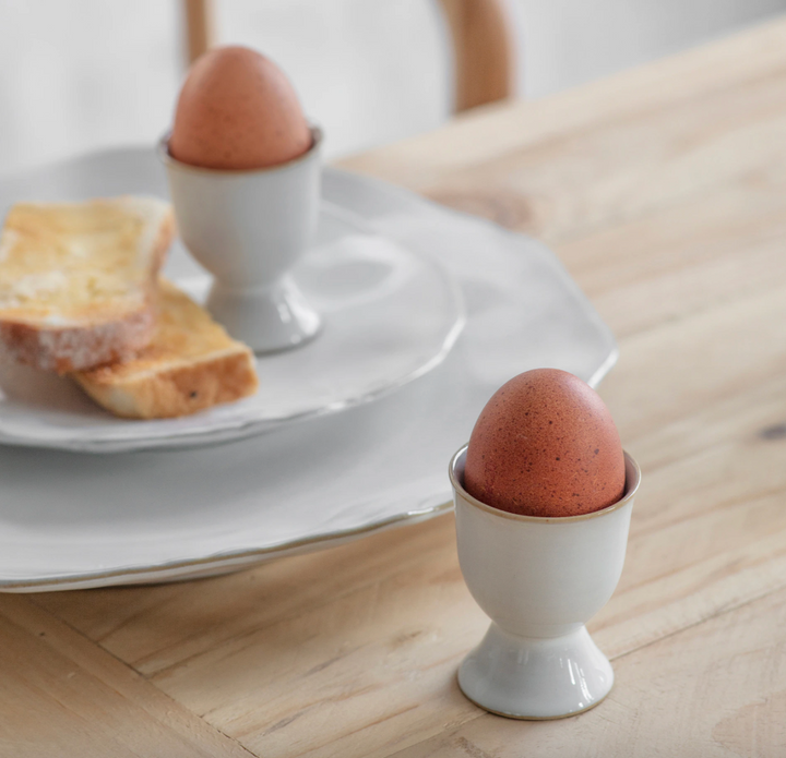 White Ceramic Egg Cups - Set Of 2